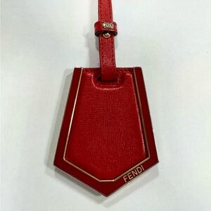 Fendi Bag Charm, Hang Tag, Red and Gold, Authentic